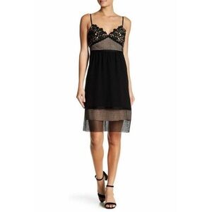 Theory | Melaena black embroidered lace slip dress size 8‎